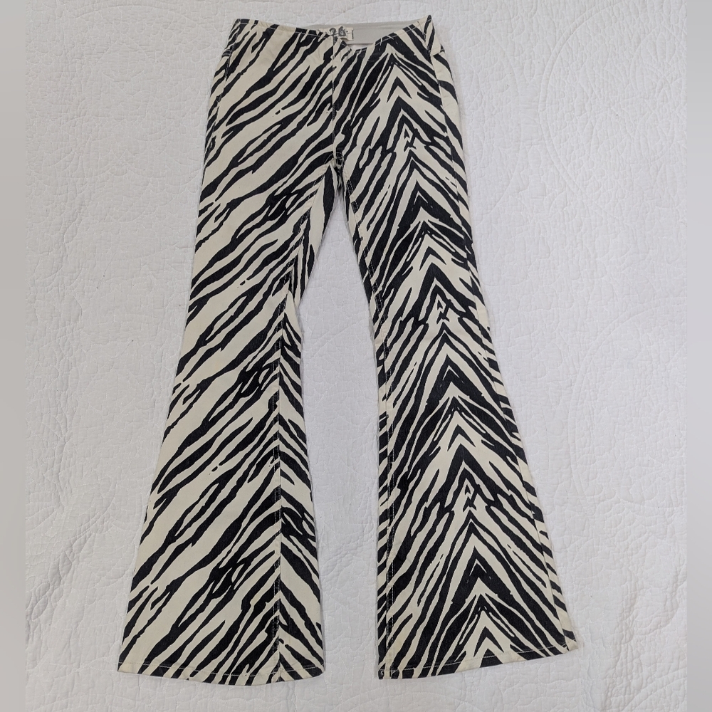 We The Free Black and White Zebra Print Flare Pants